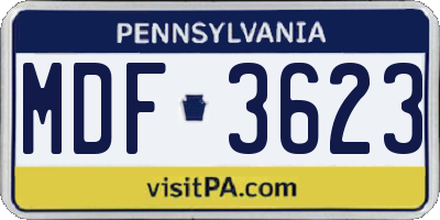PA license plate MDF3623