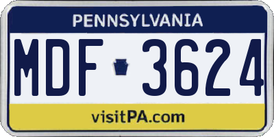 PA license plate MDF3624