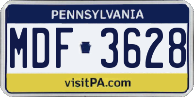 PA license plate MDF3628
