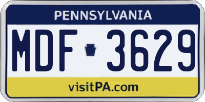 PA license plate MDF3629