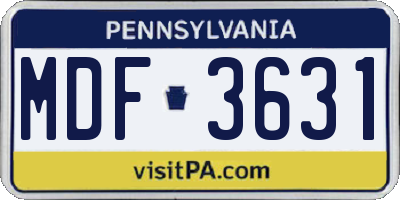 PA license plate MDF3631