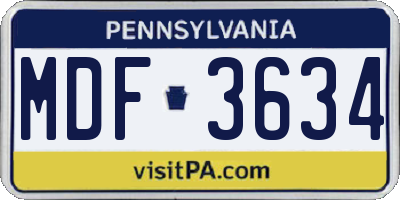 PA license plate MDF3634