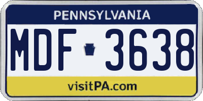 PA license plate MDF3638