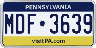 PA license plate MDF3639