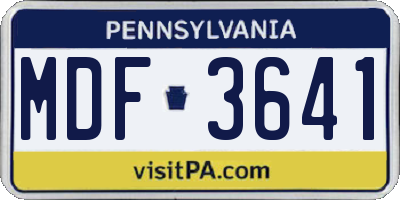 PA license plate MDF3641