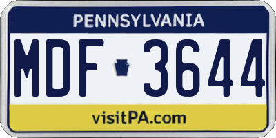 PA license plate MDF3644