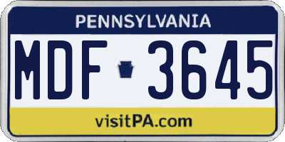 PA license plate MDF3645