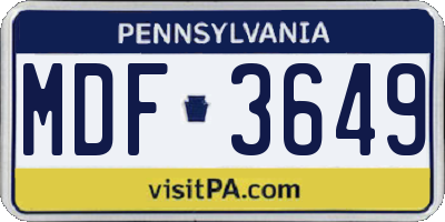 PA license plate MDF3649