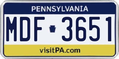 PA license plate MDF3651