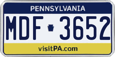 PA license plate MDF3652
