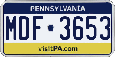 PA license plate MDF3653