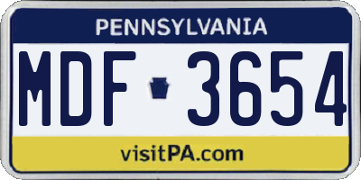 PA license plate MDF3654