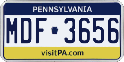 PA license plate MDF3656