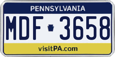 PA license plate MDF3658