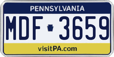 PA license plate MDF3659