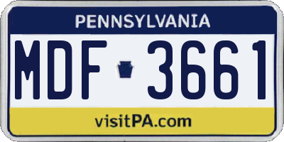 PA license plate MDF3661