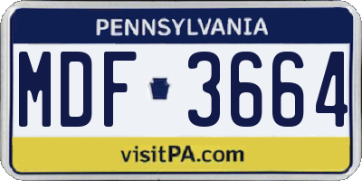 PA license plate MDF3664