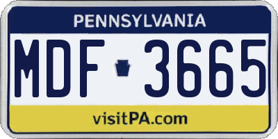 PA license plate MDF3665