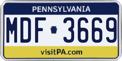 PA license plate MDF3669