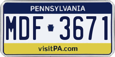 PA license plate MDF3671