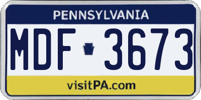 PA license plate MDF3673