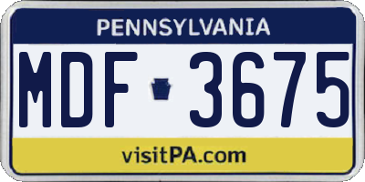 PA license plate MDF3675