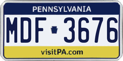 PA license plate MDF3676