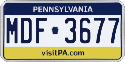 PA license plate MDF3677