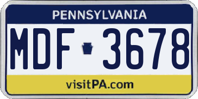 PA license plate MDF3678