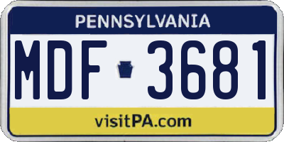 PA license plate MDF3681