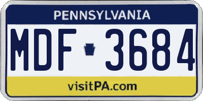 PA license plate MDF3684