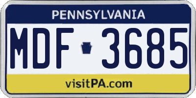 PA license plate MDF3685