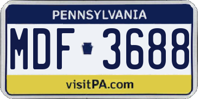 PA license plate MDF3688