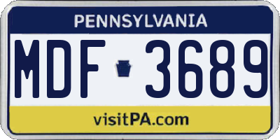 PA license plate MDF3689