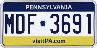 PA license plate MDF3691