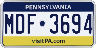PA license plate MDF3694