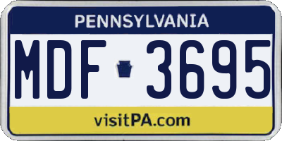PA license plate MDF3695