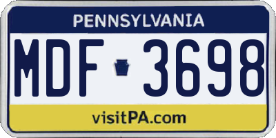 PA license plate MDF3698