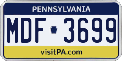 PA license plate MDF3699