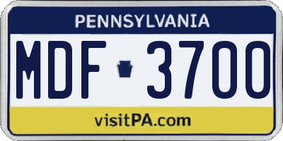 PA license plate MDF3700