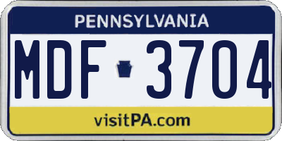 PA license plate MDF3704