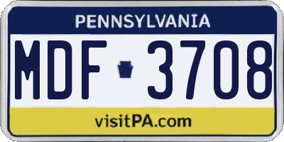 PA license plate MDF3708