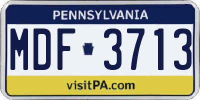 PA license plate MDF3713