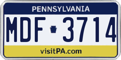PA license plate MDF3714