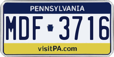PA license plate MDF3716