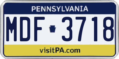 PA license plate MDF3718