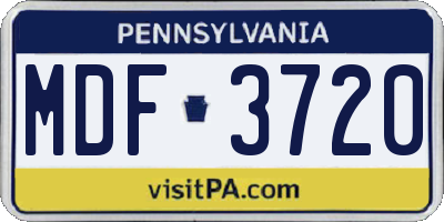 PA license plate MDF3720