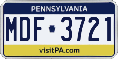 PA license plate MDF3721