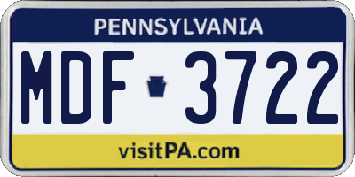PA license plate MDF3722