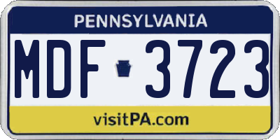 PA license plate MDF3723